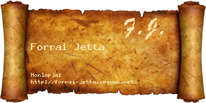 Forrai Jetta névjegykártya
